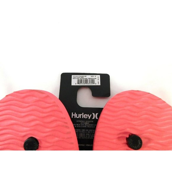 Hurley Flip Flops Thong Sandals - Pink & Black Palm Trees - HFS0005-691 Men's - Picture 4 of 4